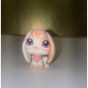 Littlest Pet Shop LPS White Peach Bunny Rabbit Figure #1304 Hasbro